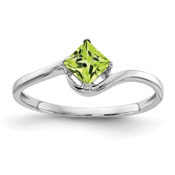 Kazi Luxury 14k White Gold 4mm Princess Cut Peridot ring,New Products : American Fashion Style Bags On Sale